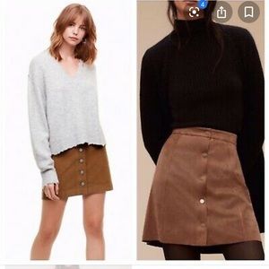 Faux Suede button down Skirt